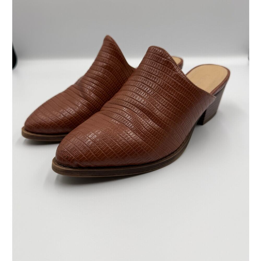 Chinese Laundry Women's 8 Brown Croc Embossed Mule Heels Slip On